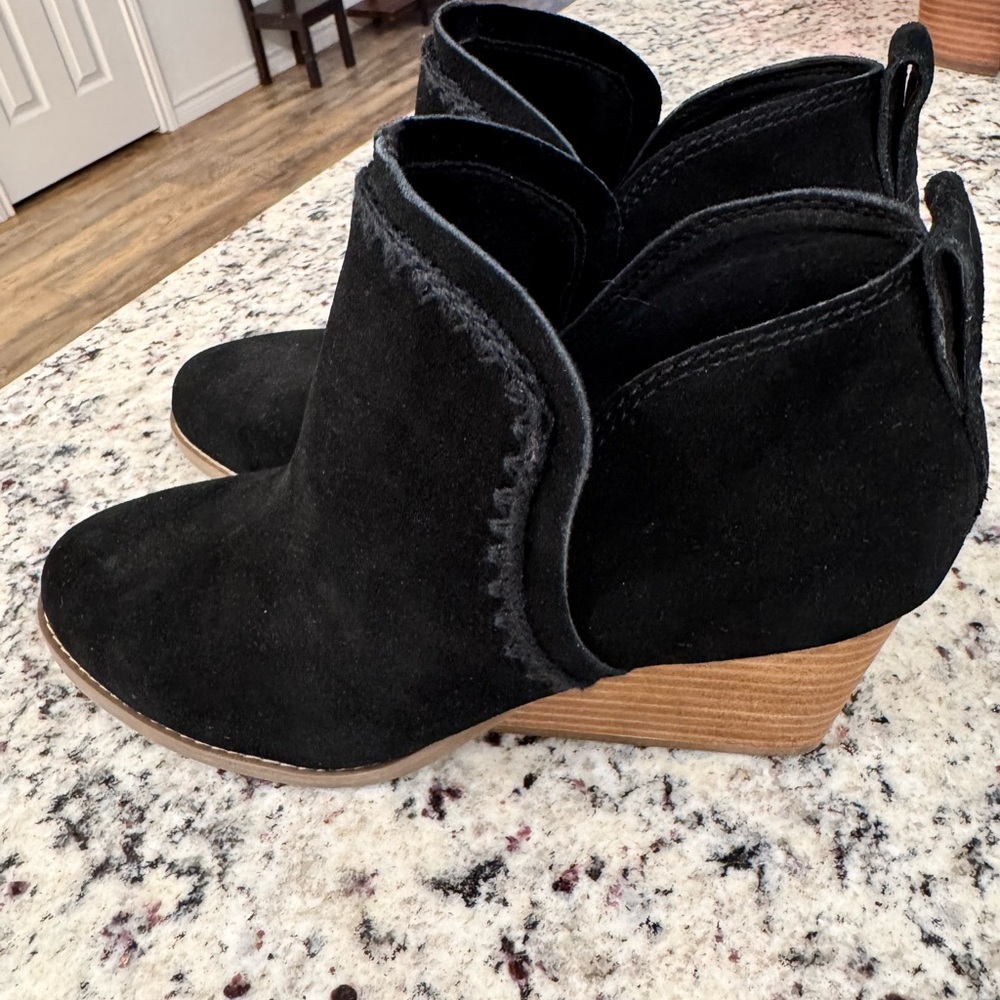 TOMS Black Suede Ankle Boots